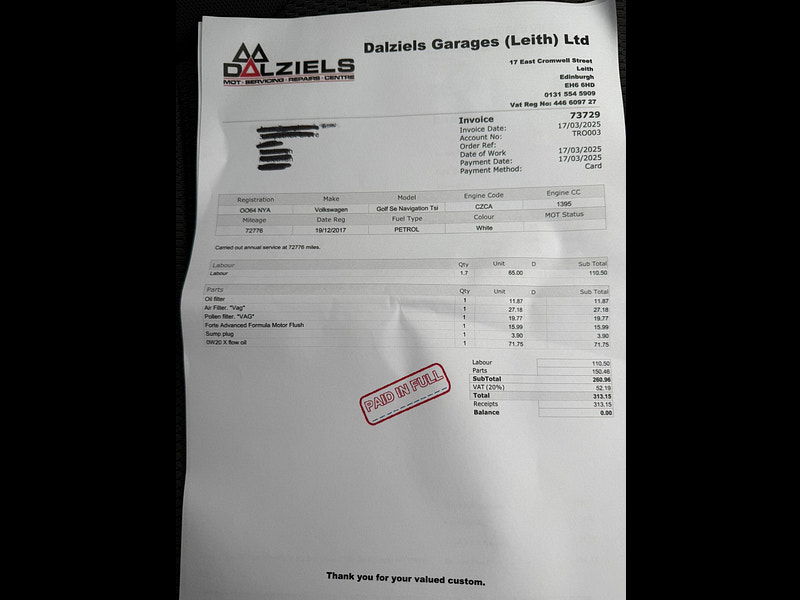 Volkswagen Golf 1.4 TSI SE Nav Euro 6 (s/s) 5dr 5dr Manual 2025