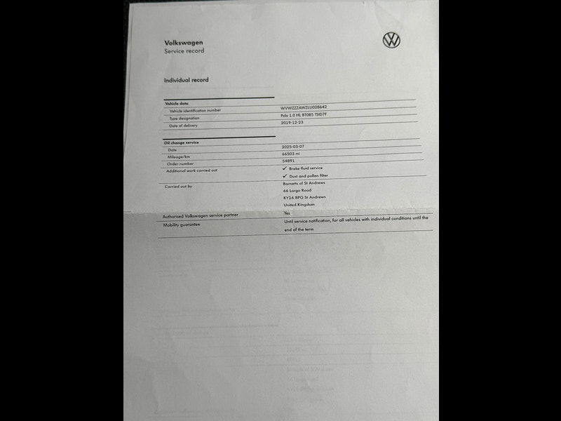 Volkswagen Polo 1.0 TSI SEL DSG Euro 6 (s/s) 5dr 5dr Automatic 2025
