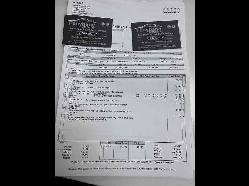 Audi RS6 Avant 4.0 TFSI V8 Tiptronic quattro Euro 6 (s/s) 5dr 5dr Automatic 2026