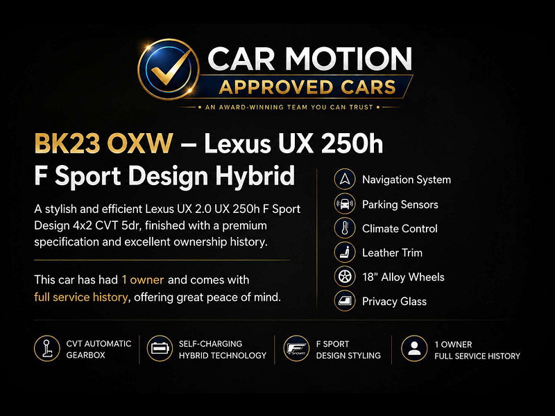 Lexus Ux 2.0 UX 250H F Sport Design 4x2 CVT 5dr 5dr Automatic 2026